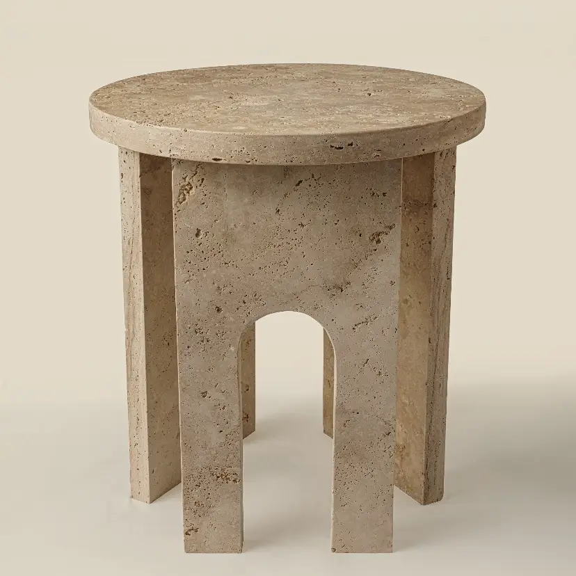 Lucca Travertine Side Table