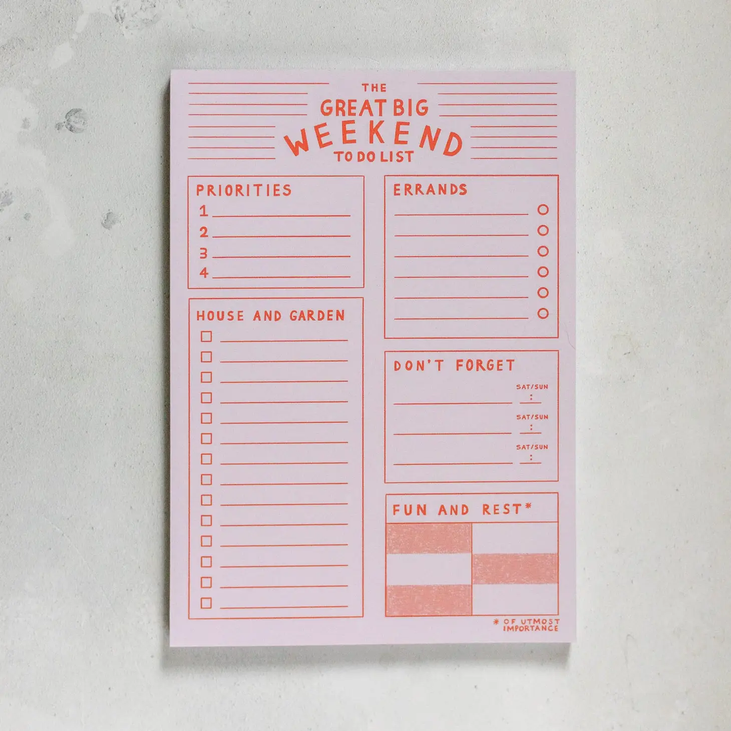 "The Great Big Weekend To Do List" Notepad