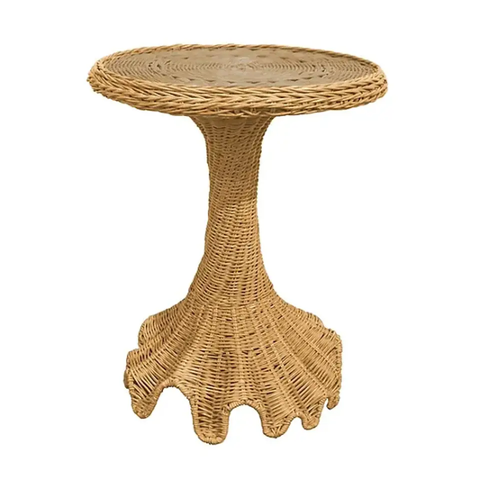 Eleanor Scalloped Rattan Side Table