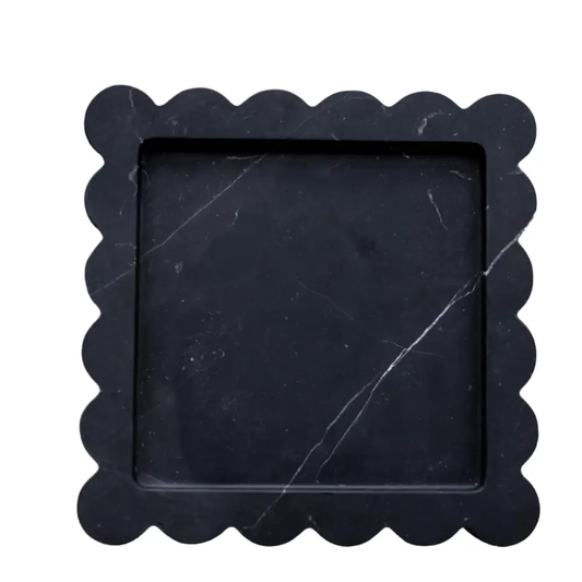 Black Marble Scalloped Tray