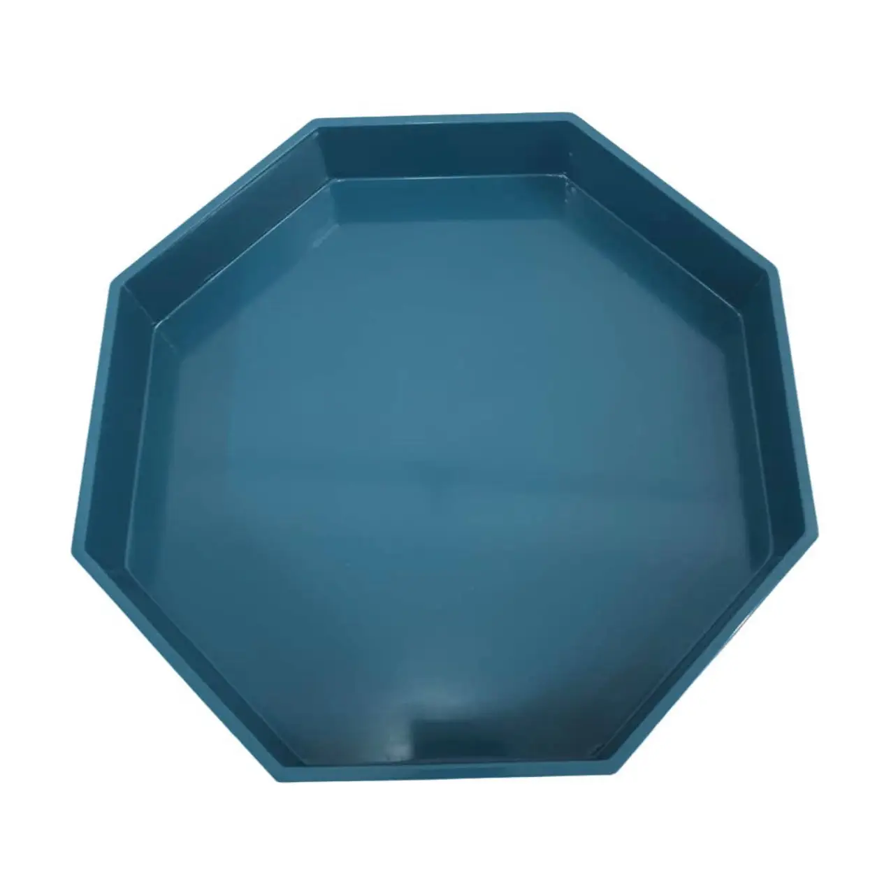 Prussian Blue Octagonal Lacquered Tray- Large