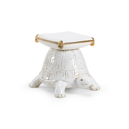 White Glazed Ceramic Turtle