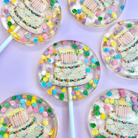 Fondant Vintage Birthday Cake Lollipops