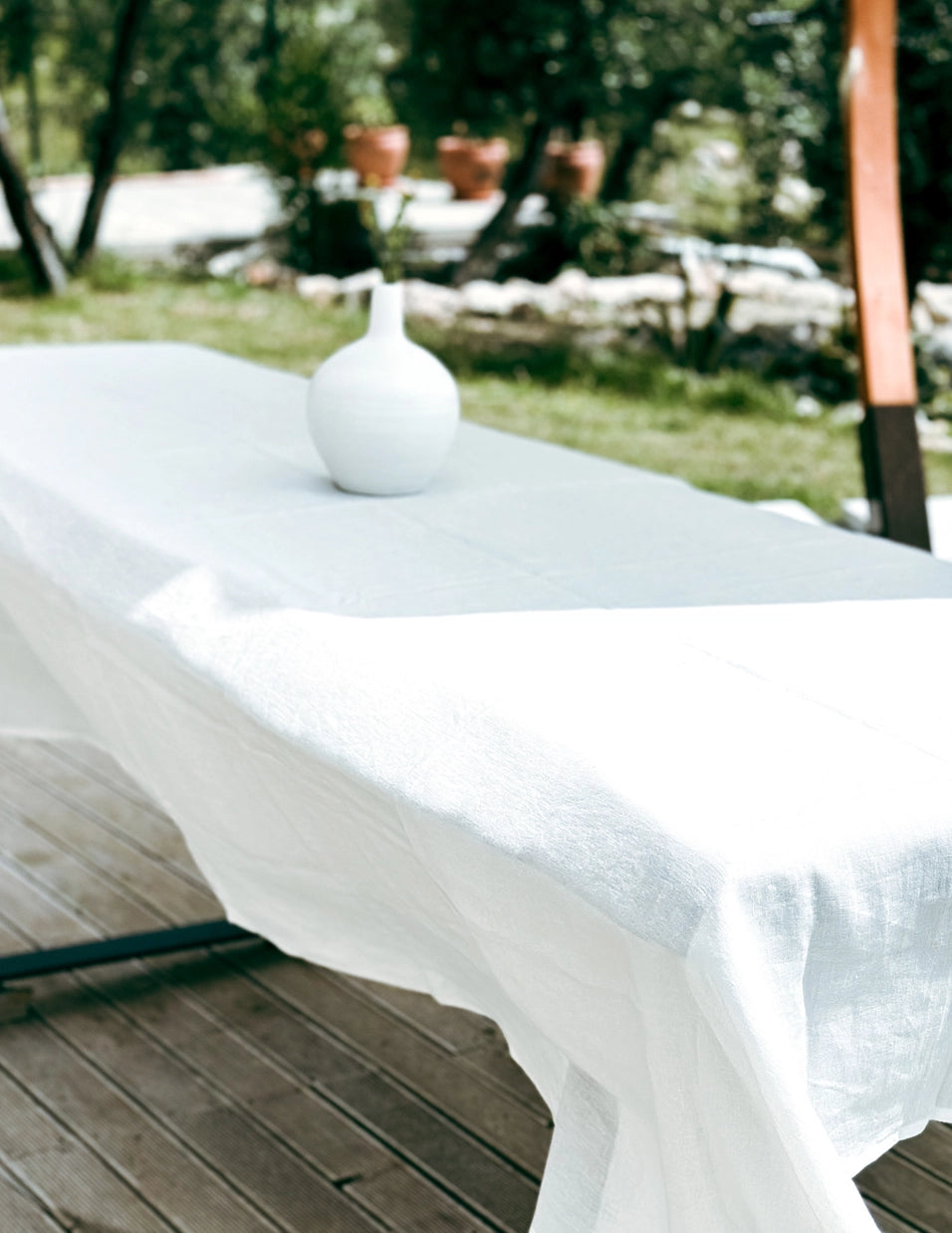 Sky Blue Linen Tablecloth