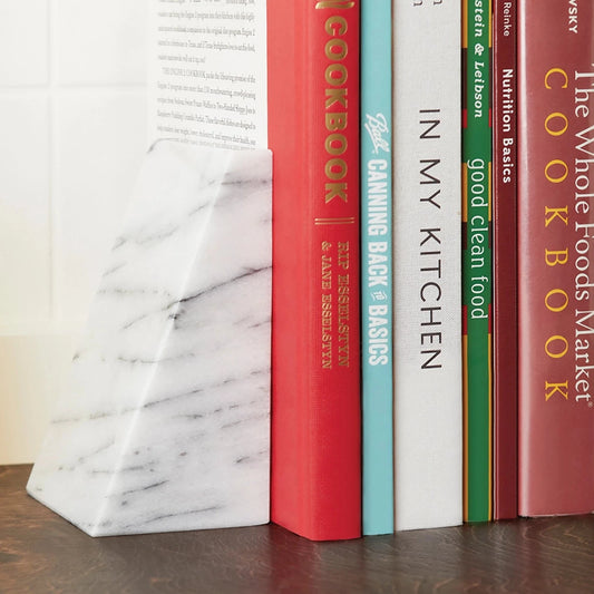 White Marble Triangle Bookend Set