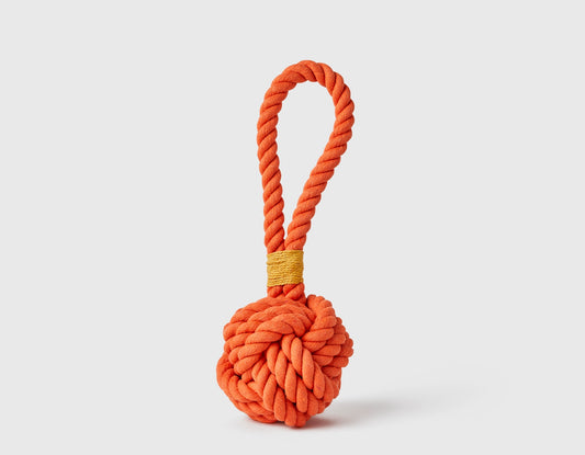 5" Orange Celtic Knot with Yellow Tie Rope Toy