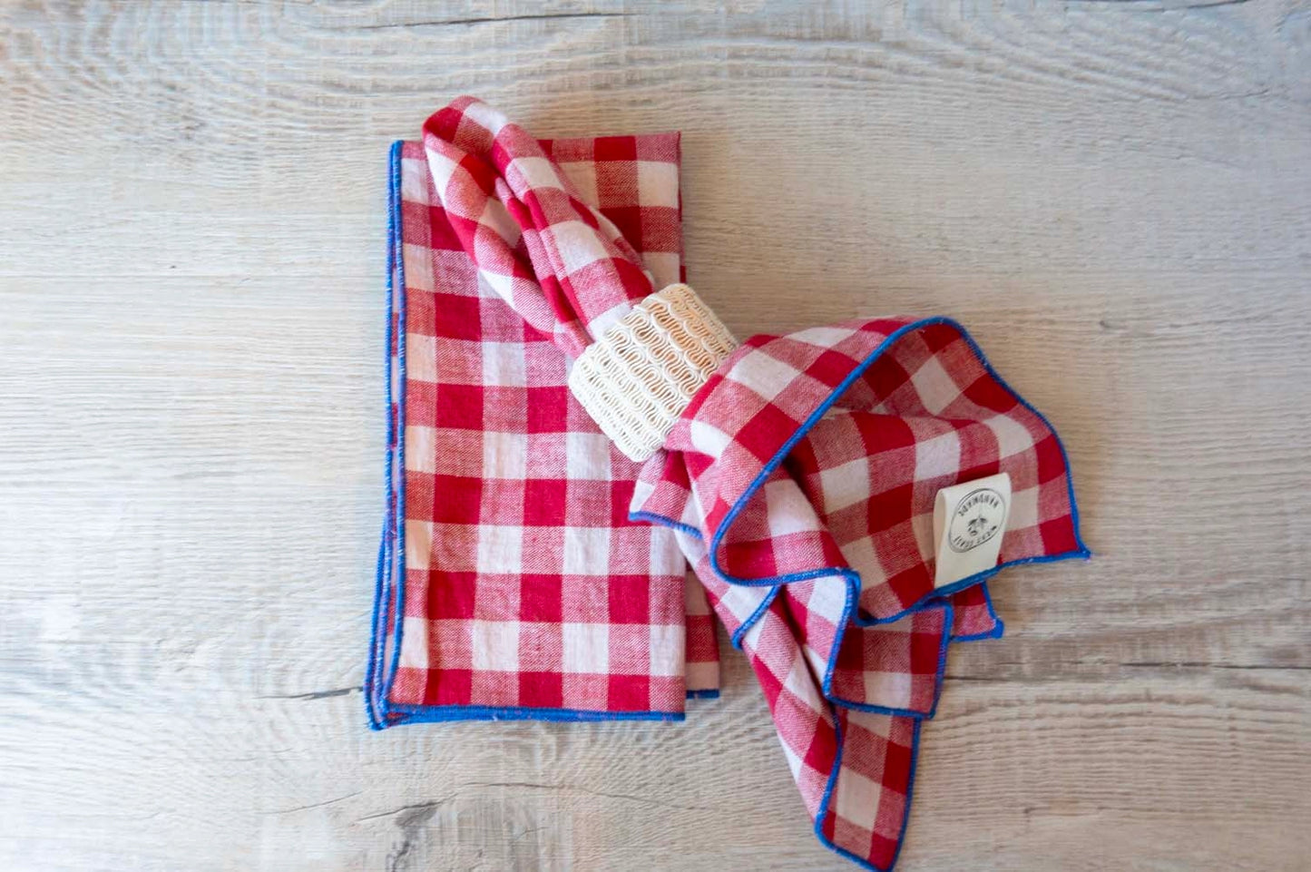 Gingham Cloth Napkins with Trim