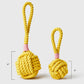 5" Yellow Celtic Knot with Pink Tie Rope Toy