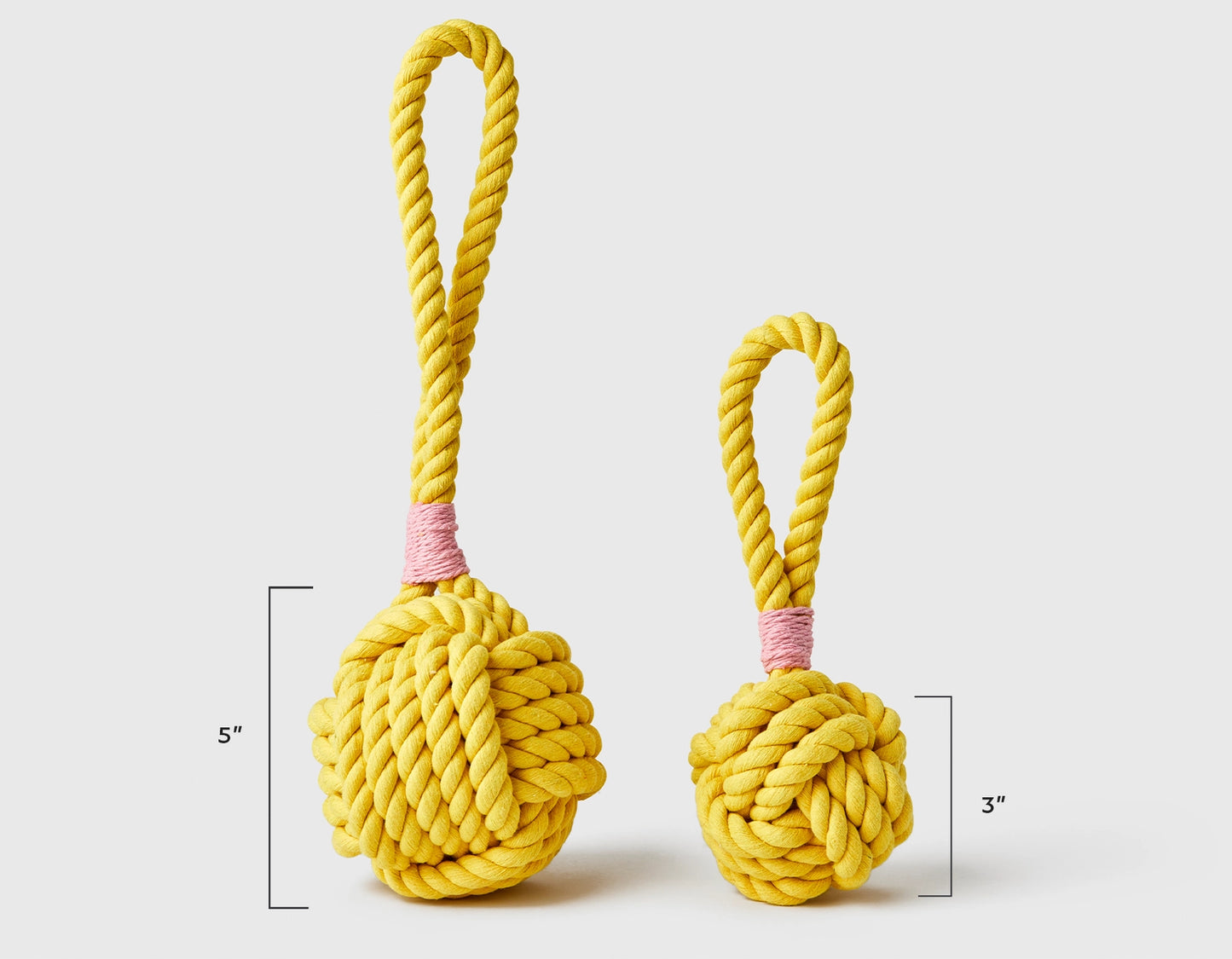 5" Yellow Celtic Knot with Pink Tie Rope Toy