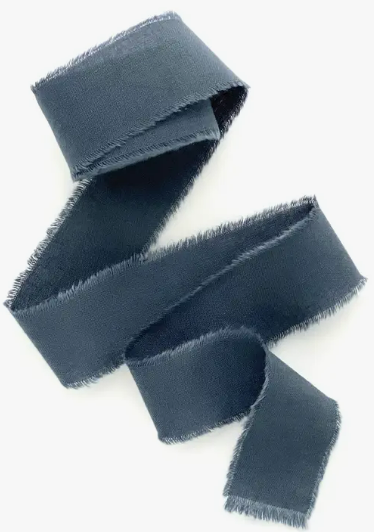 Hand-Dyed Cotton Ribbon with Frayed Edges