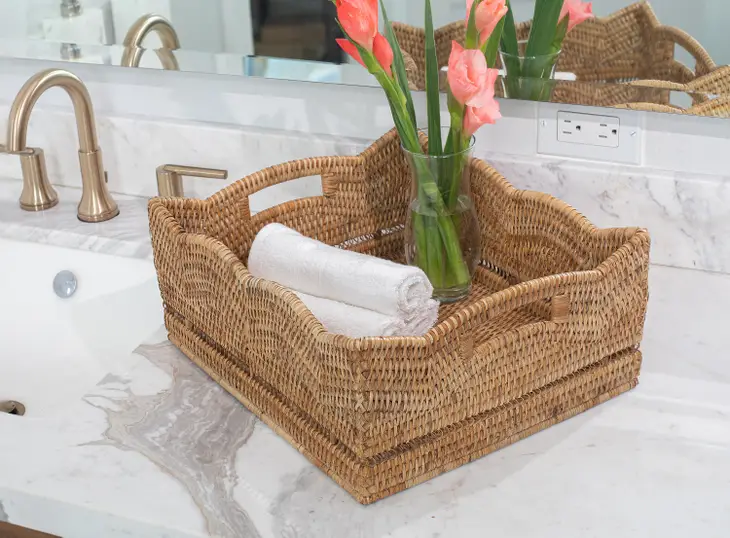 Rattan Scallop Collection Shelf Basket