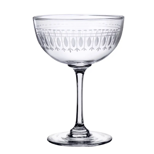 Crystal Champagne Coupes with Oval Design | Set of 2