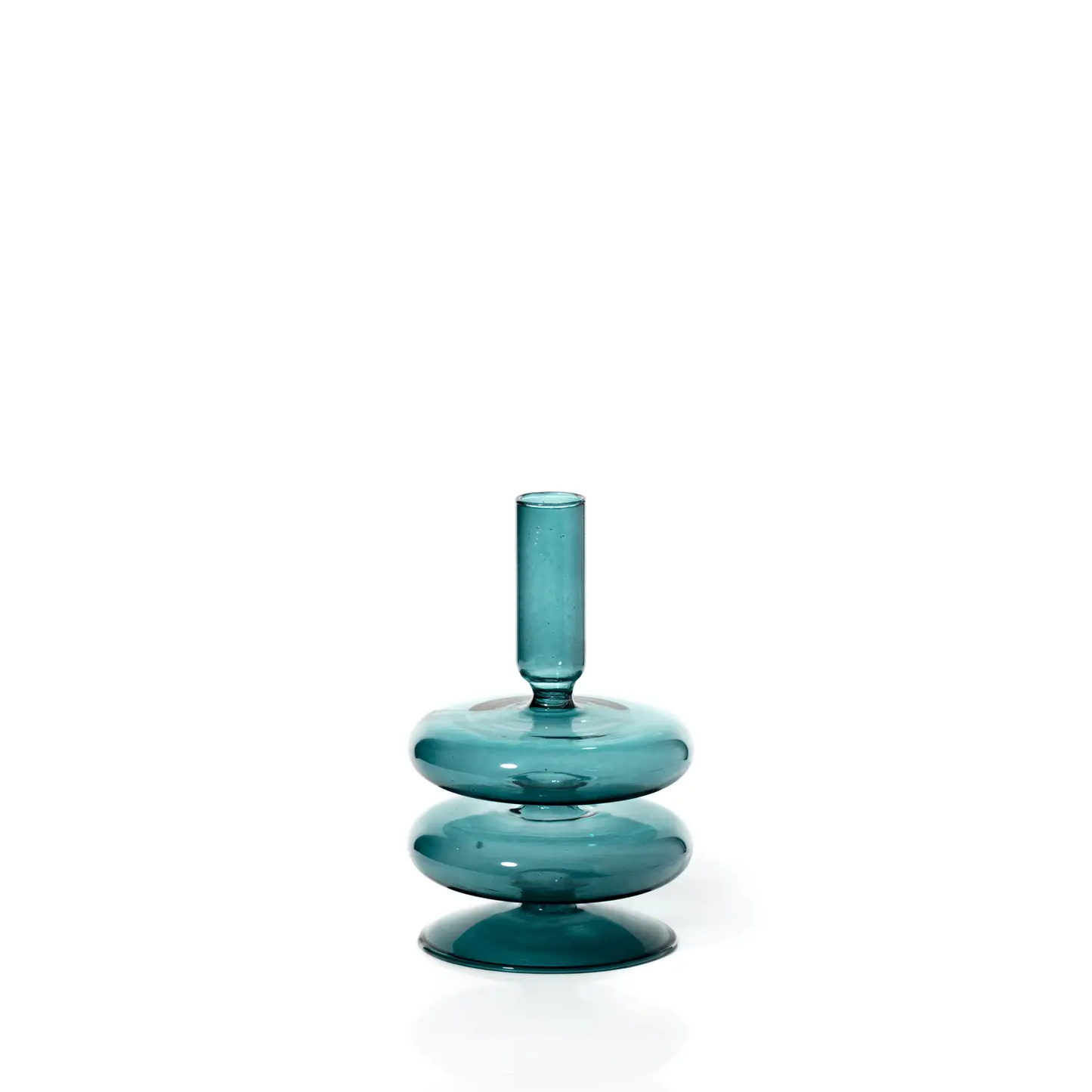 Ocean Teal Glass Candle Holder