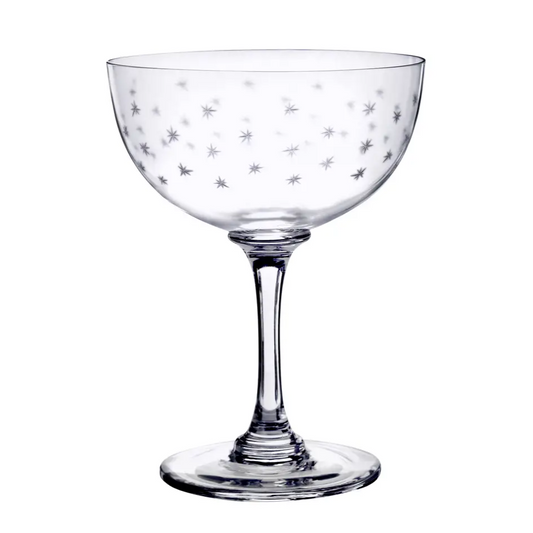 Crystal Champagne Coupes with Star Design | Set of 2
