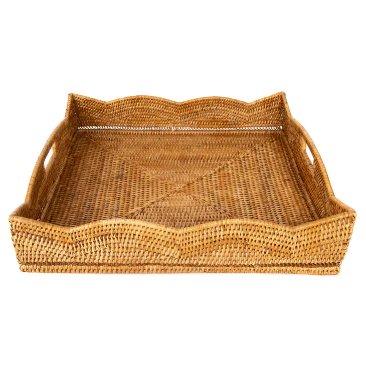 Rattan Scallop Collection Square Tray