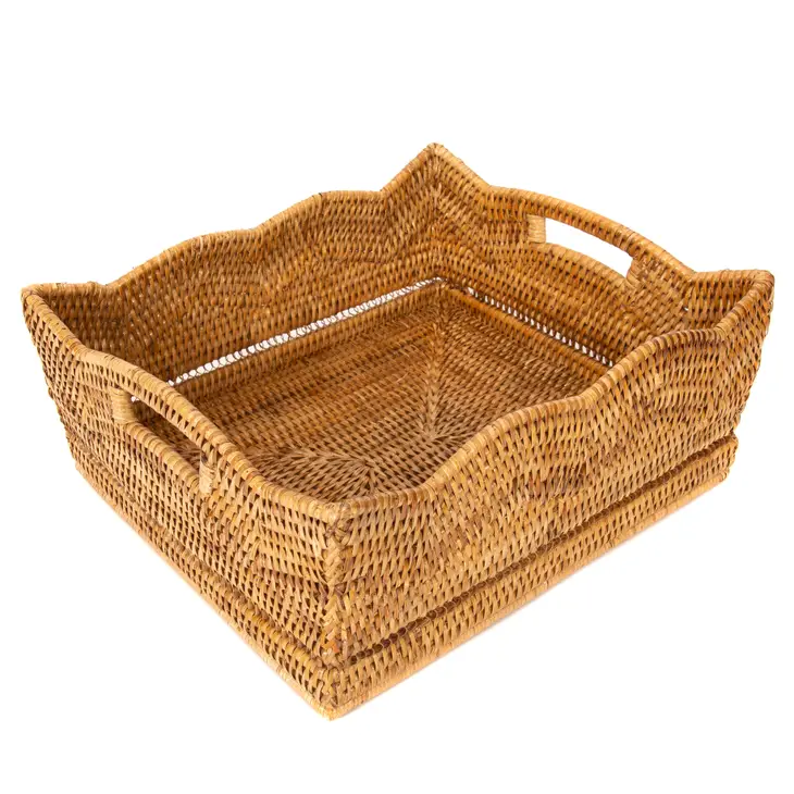 Rattan Scallop Collection Shelf Basket