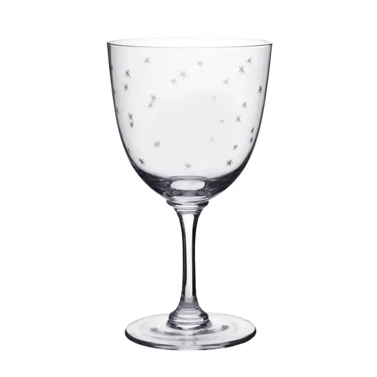 Star Etched Crystal Wine Glasses | Set of 2