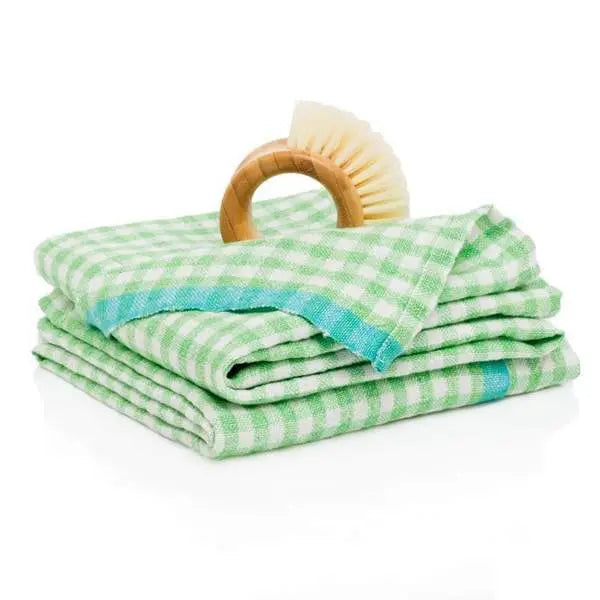 Lime + Aqua Two-Tone Gingham Towels | Set of 2
